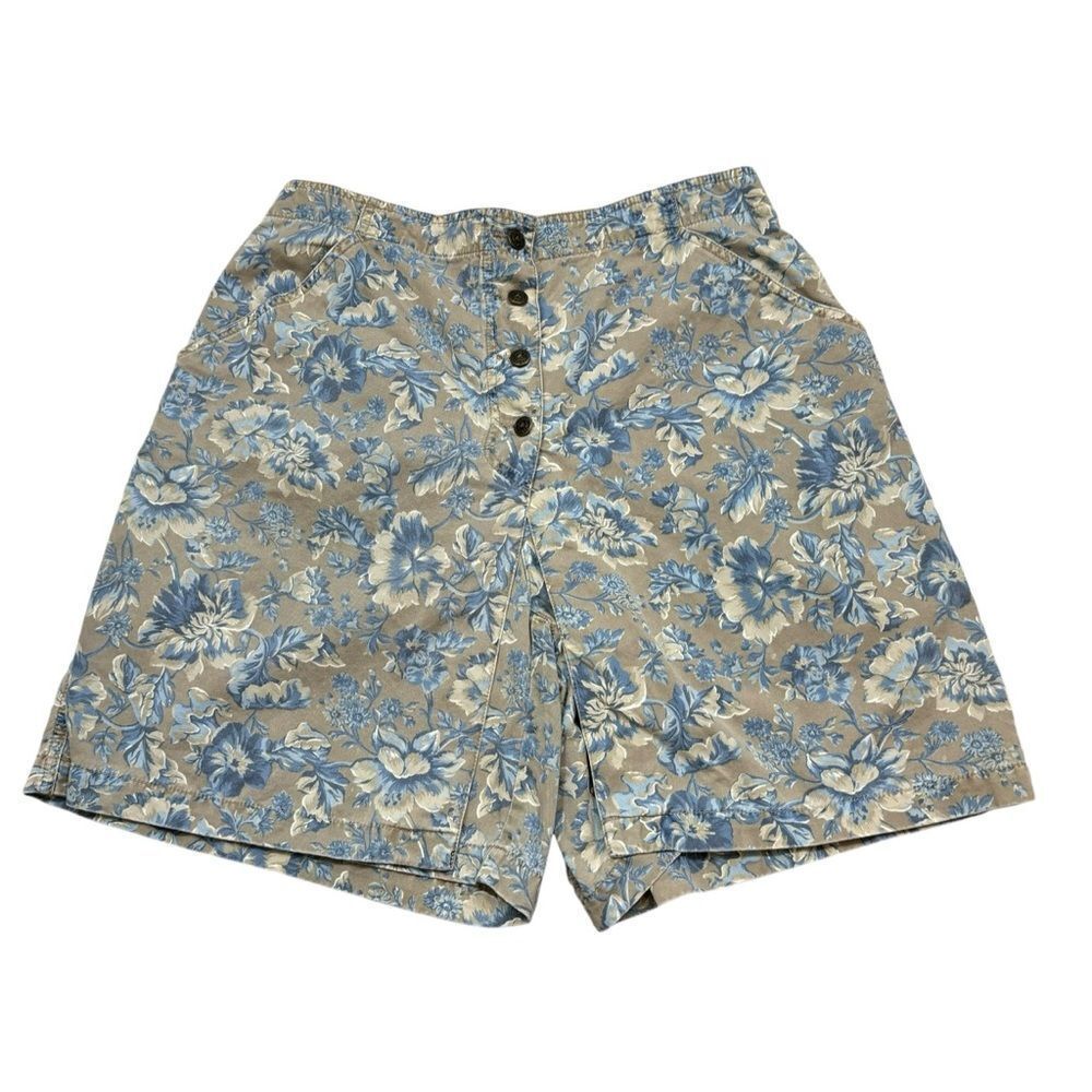 Vintage 1980’s LizWear High Rise Floral Panel Front Shorts Size 12